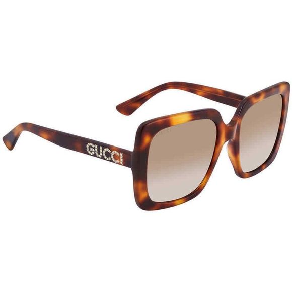 NEW Gucci Havana Brown Square Women's Sunglasses